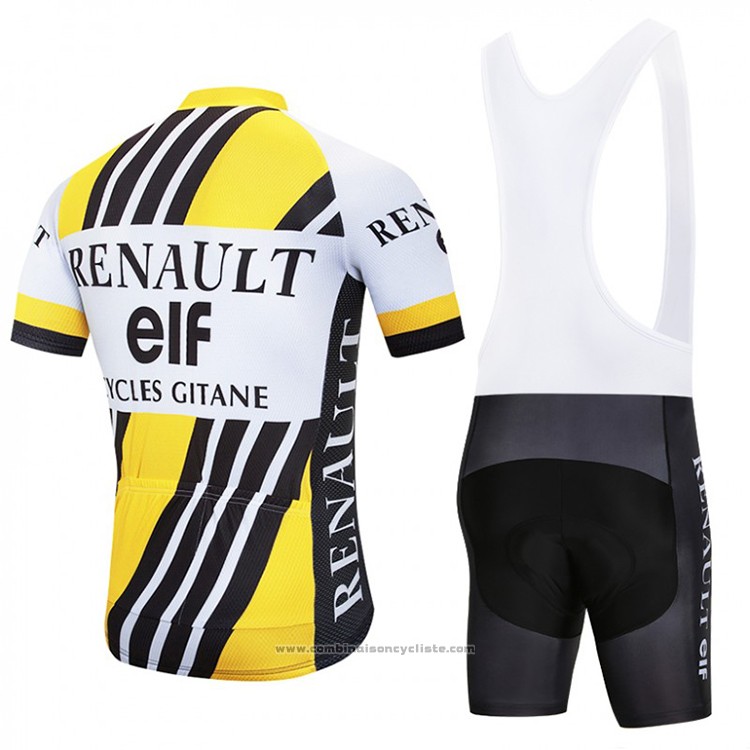 2018 Maillot Cyclisme Renaul Jaune et Blanc Manches Courtes et Cuissard