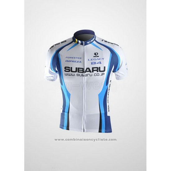 2011 Maillot Cyclisme Subaru Azur et Blanc Manches Courtes et Cuissard