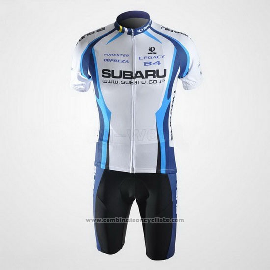 2011 Maillot Cyclisme Subaru Azur et Blanc Manches Courtes et Cuissard