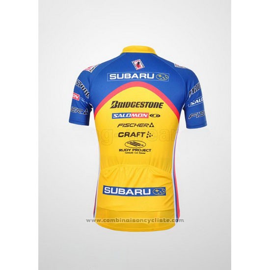 2011 Maillot Cyclisme Subaru Azur et Jaune Manches Courtes et Cuissard