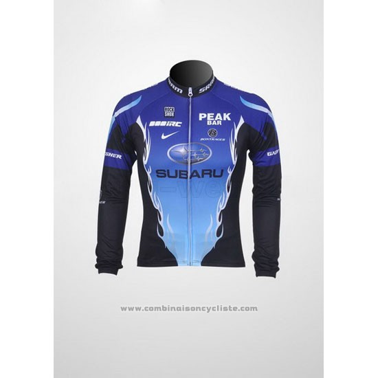 2011 Maillot Cyclisme Subaru Azur et Noir Manches Longues et Cuissard Pantaloni