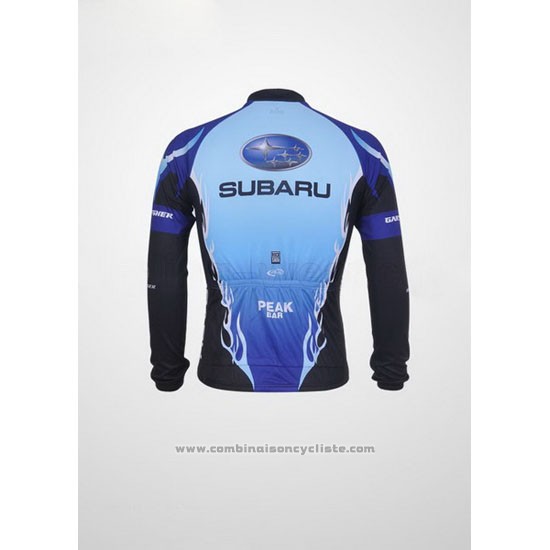 2011 Maillot Cyclisme Subaru Azur et Noir Manches Longues et Cuissard Pantaloni