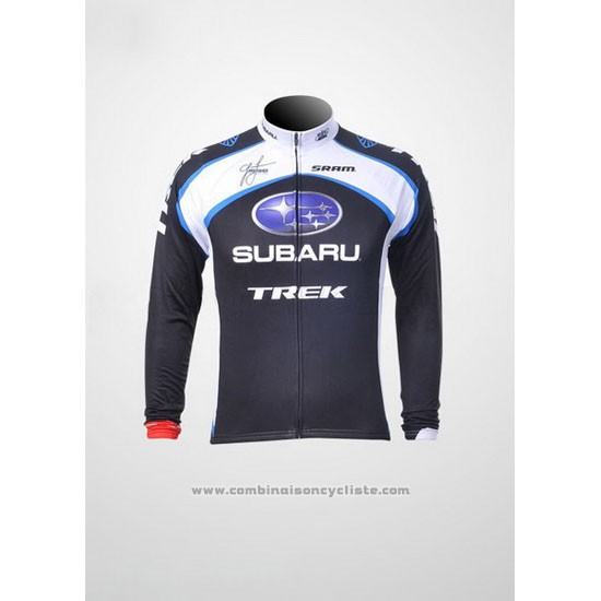2011 Maillot Cyclisme Subaru Blanc et Noir Manches Longues et Cuissard
