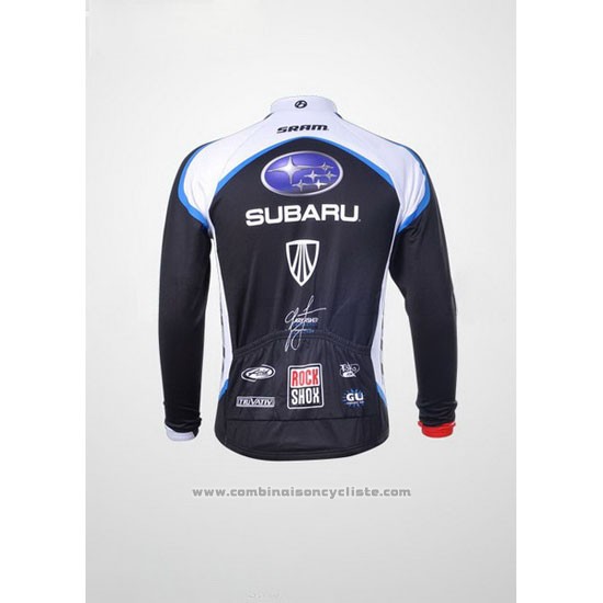 2011 Maillot Cyclisme Subaru Blanc et Noir Manches Longues et Cuissard