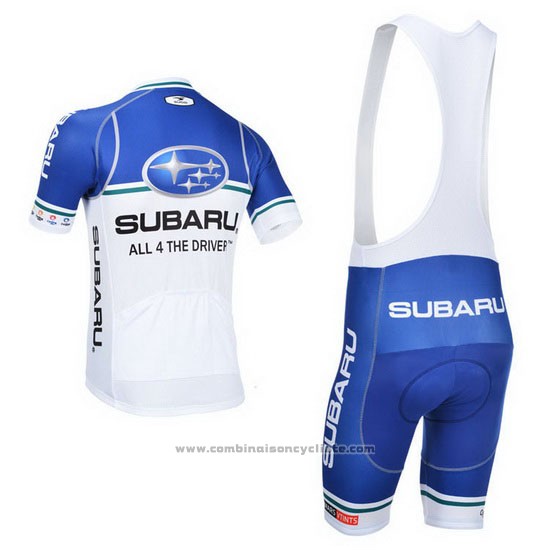 2013 Maillot Cyclisme Subaru Blanc et Azur Manches Courtes et Cuissard