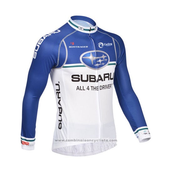 2013 Maillot Cyclisme Subaru Bleu et Blanc Manches Longues et Cuissard