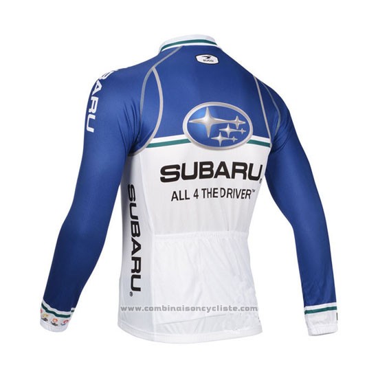 2013 Maillot Cyclisme Subaru Bleu et Blanc Manches Longues et Cuissard