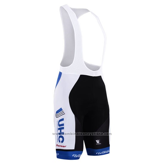 2015 Maillot Cyclisme UHC Blanc et Azur Manches Courtes et Cuissard