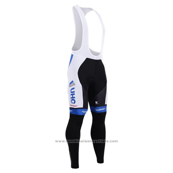 2015 Maillot Cyclisme UHC Blanc et Azur Manches Longues et Cuissard