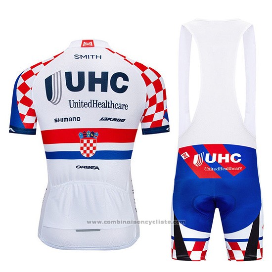 2019 Maillot Cyclisme UHC Blanc Rouge Bleu Manches Courtes et Cuissard