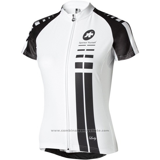 2016 Maillot Cyclisme Femme Assos Blanc et Noir Manches Courtes et Cuissard
