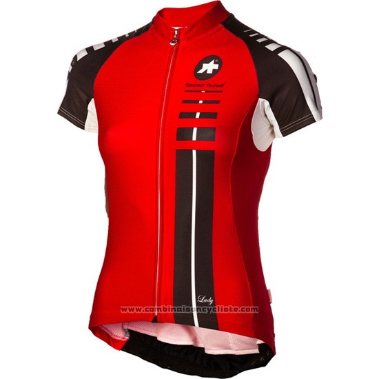 2016 Maillot Cyclisme Femme Assos Noir et Rouge Manches Courtes et Cuissard