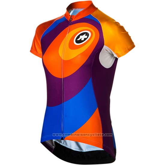 2016 Maillot Cyclisme Femme Assos Orange et Bleu Manches Courtes et Cuissard