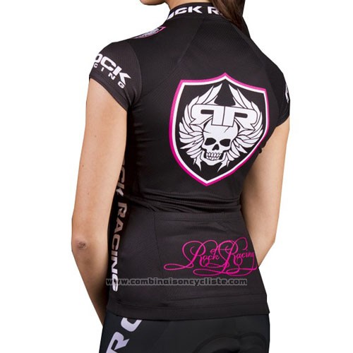 2016 Maillot Cyclisme Femme Rock Racing Marron Manches Courtes et Cuissard