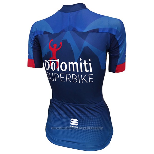 2017 Maillot Cyclisme Femme Dotomini Superbike Bleu Manches Courtes et Cuissard