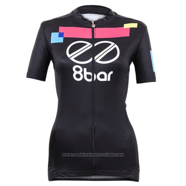 2017 Maillot Cyclisme Femme Equipo 8bar Noir Manches Courtes et Cuissard