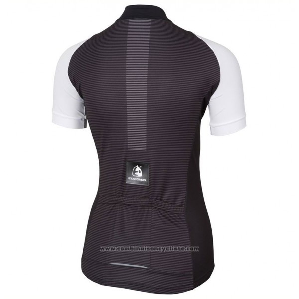 2017 Maillot Cyclisme Femme Etxeondo Neo Noir et Blanc Manches Courtes et Cuissard