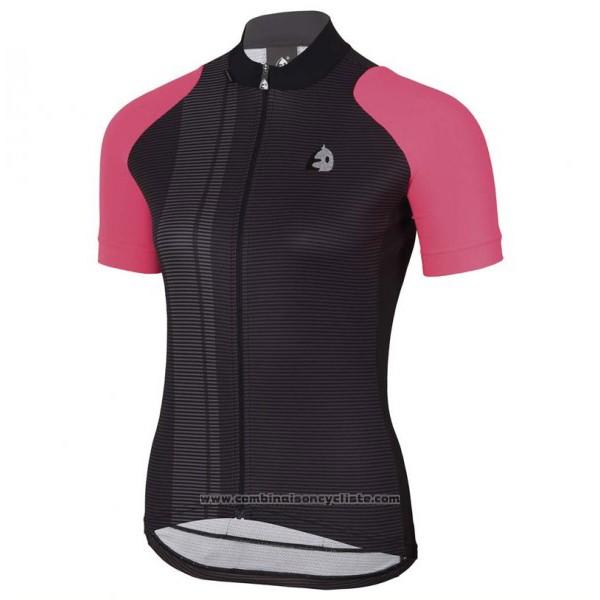 2017 Maillot Cyclisme Femme Etxeondo Neo Noir et Rose Manches Courtes et Cuissard