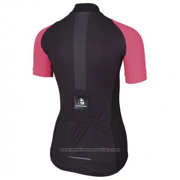 2017 Maillot Cyclisme Femme Etxeondo Neo Noir et Rose Manches Courtes et Cuissard