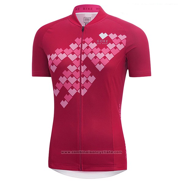 2017 Maillot Cyclisme Femme Gore Bike Wear Rouge Manches Courtes et Cuissard