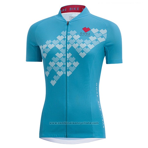 2017 Maillot Cyclisme Femme Gore Element Digi Cereste Manches Courtes et Cuissard