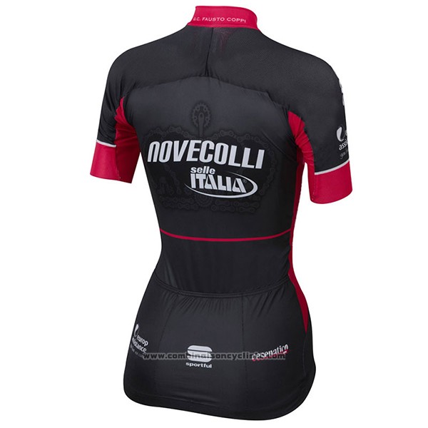 2017 Maillot Cyclisme Femme Nove Colli Noir et Rouge Manches Courtes et Cuissard