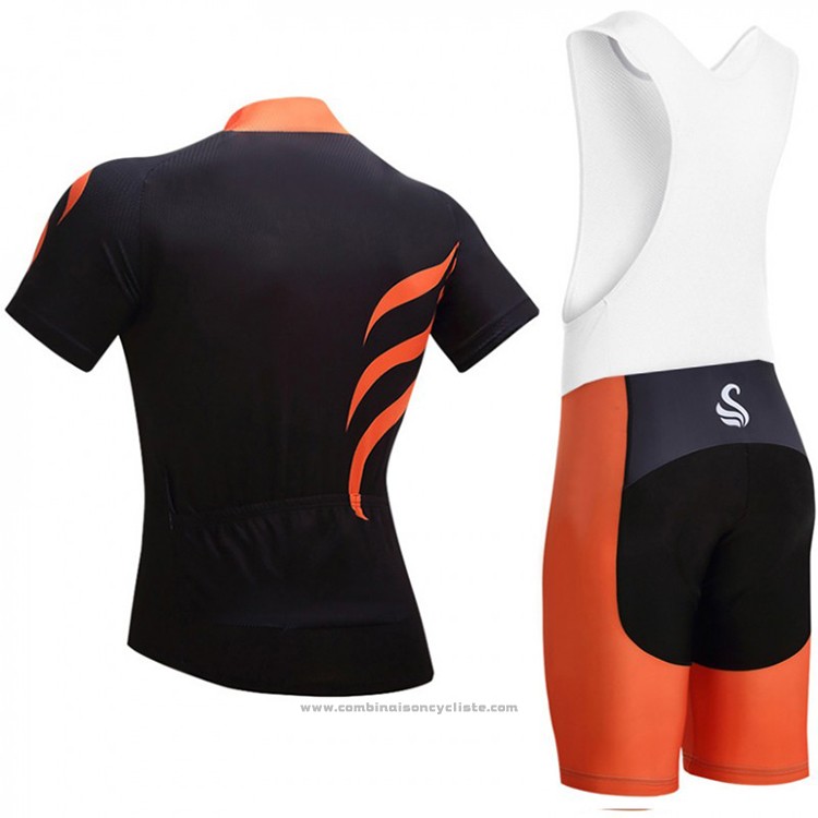 2018 Maillot Cyclisme Snovaky Noir et Orange Manches Courtes et Cuissard