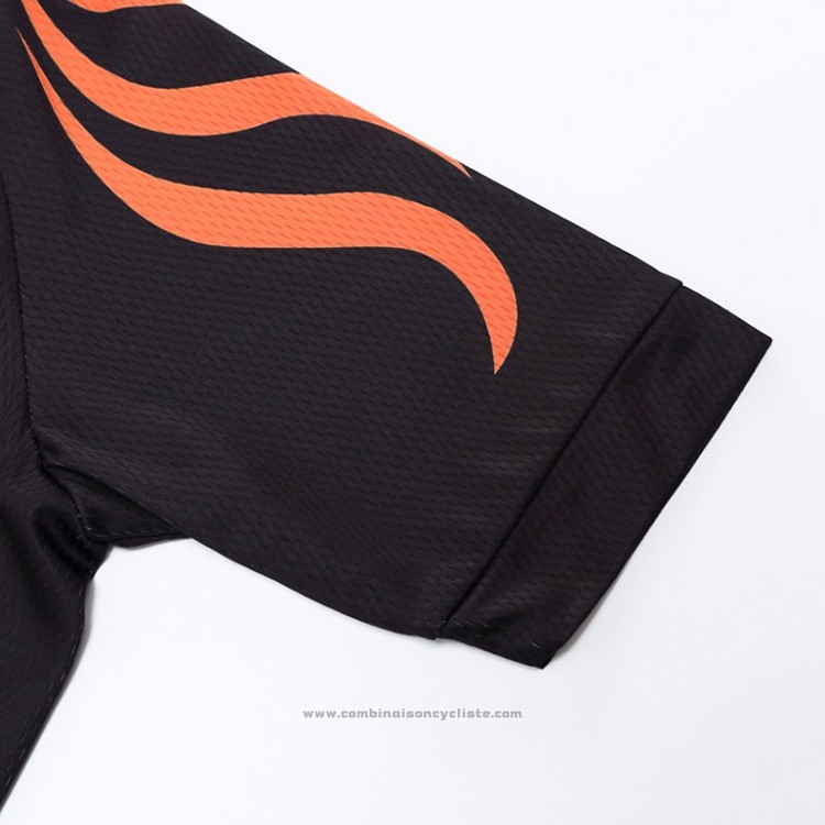 2018 Maillot Cyclisme Snovaky Noir et Orange Manches Courtes et Cuissard