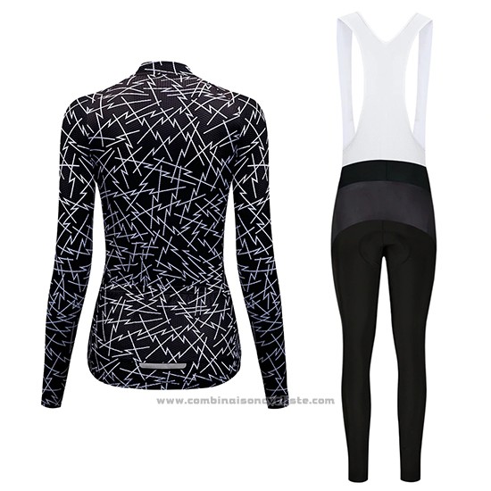 2019 Maillot Cyclisme Femme Dirty Snow Noir Manches Longues et Cuissard
