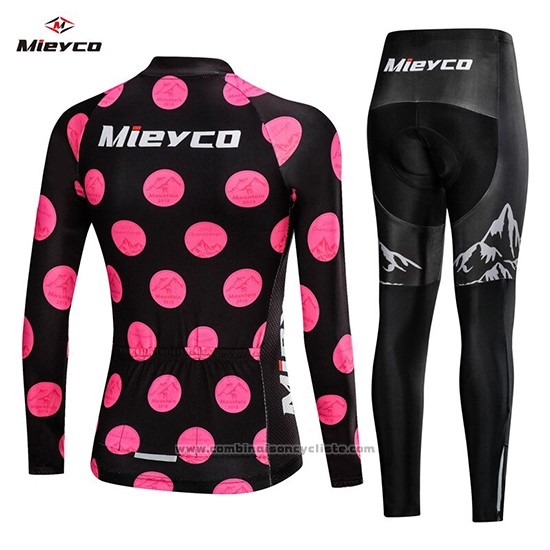 2019 Maillot Cyclisme Femme Mieyco Noir Rose Manches Longues et Cuissard