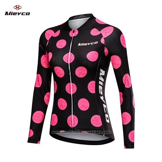 2019 Maillot Cyclisme Femme Mieyco Noir Rose Manches Longues et Cuissard