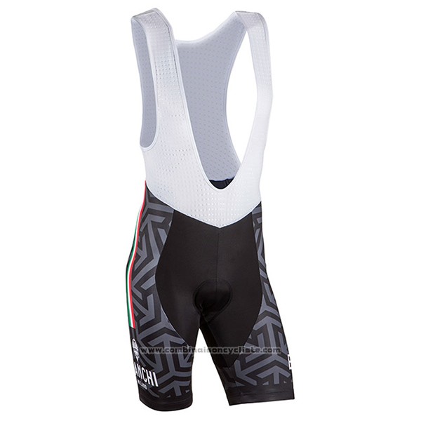 2017 Maillot Cyclisme Femme Bianchi Noir et Vert Manches Courtes et Cuissard