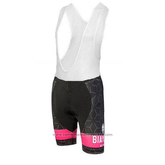 2018 Maillot Cyclisme Bianchi Nevola Noir et Rose Manches Courtes et Cuissard