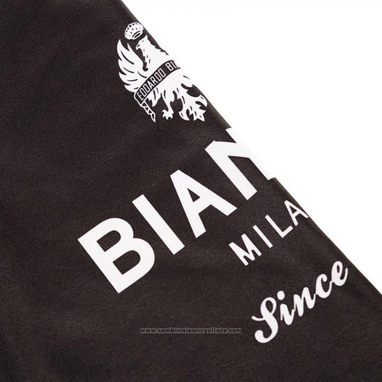 2018 Maillot Cyclisme Bianchi Noir et Bleu Manches Longues et Cuissard