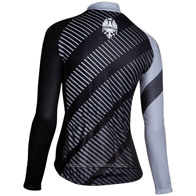Maillot Cyclisme Femme Bianchi Milano Catria Noir Gris Manches Longues et Cuissard