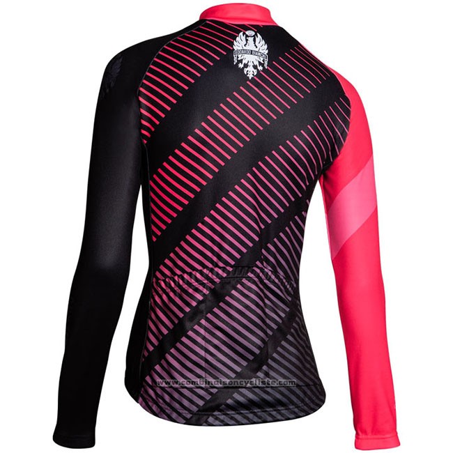 Maillot Cyclisme Femme Bianchi Milano Catria Noir Rose Manches Longues et Cuissard