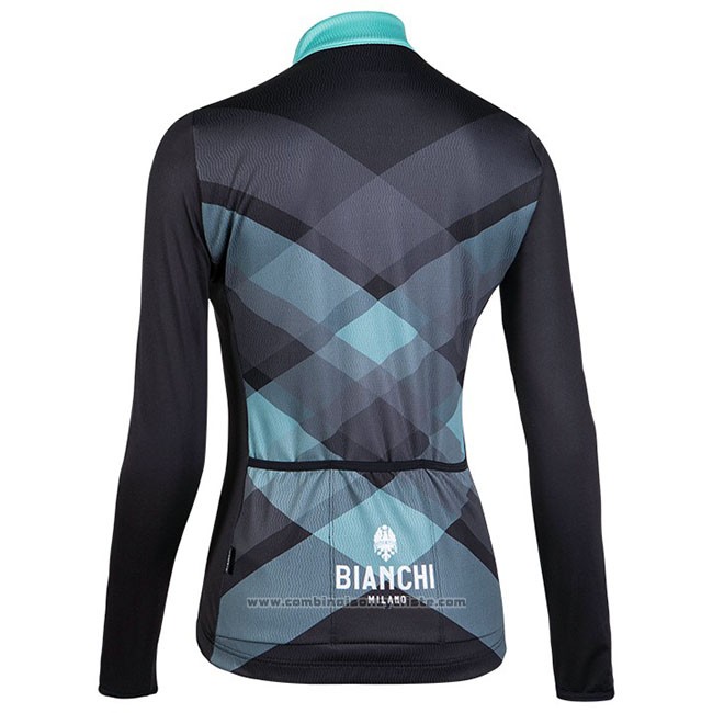Maillot Cyclisme Femme Bianchi Milano Cornedo Noir Bleu Manches Longues et Cuissard