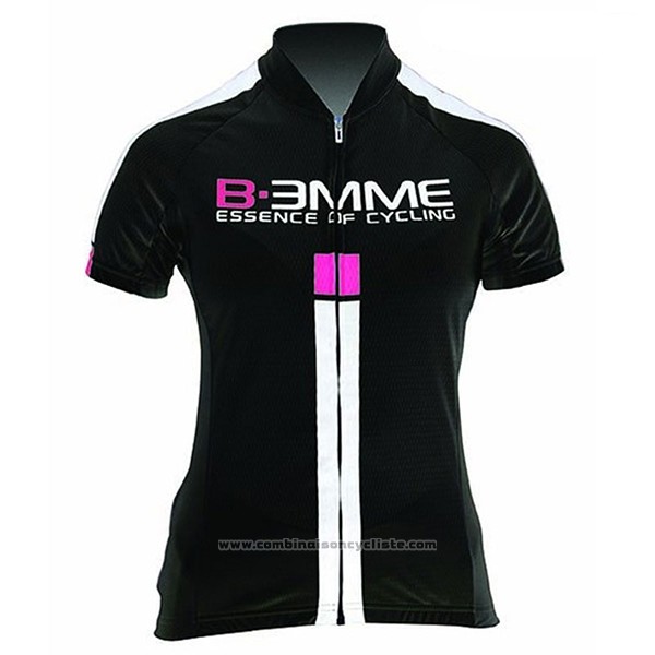 2017 Maillot Cyclisme Femme Biemme Noir et Blanc Manches Courtes et Cuissard