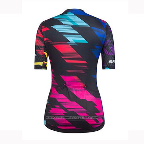 2019 Maillot Cyclisme Femme Canyon Sram Noir Rouge Manches Courtes et Cuissard