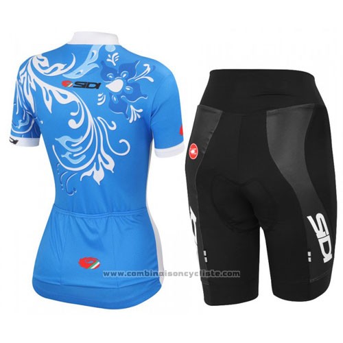 2016 Maillot Cyclisme Castelli Blanc et Bleu Manches Courtes et Cuissard