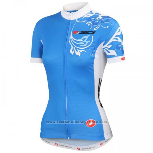 2016 Maillot Cyclisme Castelli Blanc et Bleu Manches Courtes et Cuissard