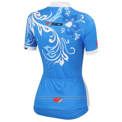 2016 Maillot Cyclisme Castelli Blanc et Bleu Manches Courtes et Cuissard