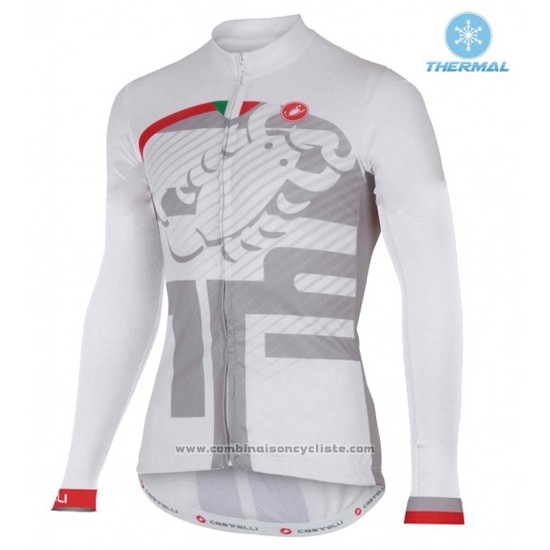 2016 Maillot Cyclisme Femme Castelli Blanc et Rouge Manches Longues et Cuissard
