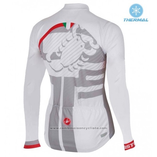 2016 Maillot Cyclisme Femme Castelli Blanc et Rouge Manches Longues et Cuissard