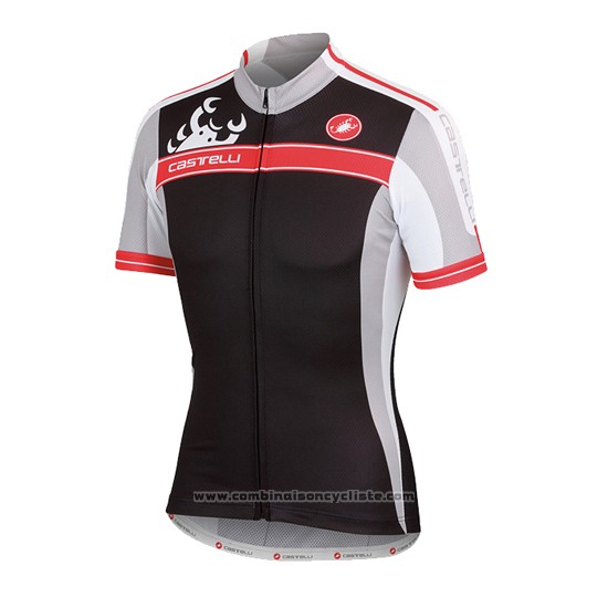 2016 Maillot Cyclisme Femme Castelli Noir et Rouge Manches Courtes et Cuissard