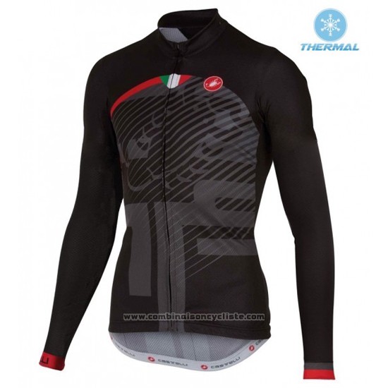 2016 Maillot Cyclisme Femme Castelli Noir et Rouge Manches Longues et Cuissard