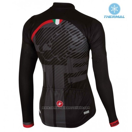 2016 Maillot Cyclisme Femme Castelli Noir et Rouge Manches Longues et Cuissard