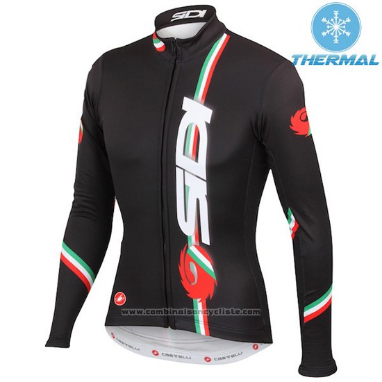 2016 Maillot Cyclisme Femme Castelli Profond Noir Manches Longues et Cuissard