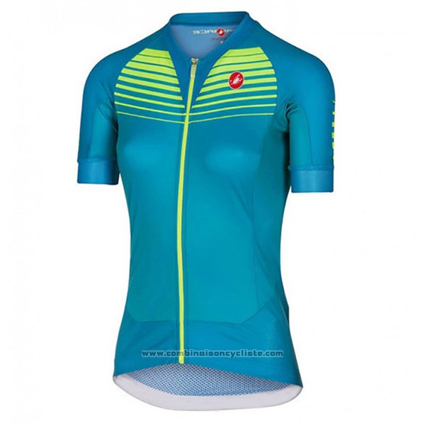 2017 Maillot Cyclisme Femme Castelli Aero Race Vert Manches Courtes et Cuissard