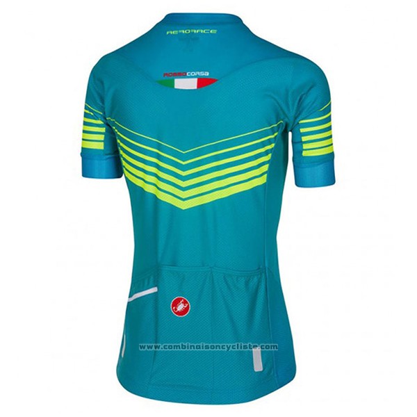 2017 Maillot Cyclisme Femme Castelli Aero Race Vert Manches Courtes et Cuissard